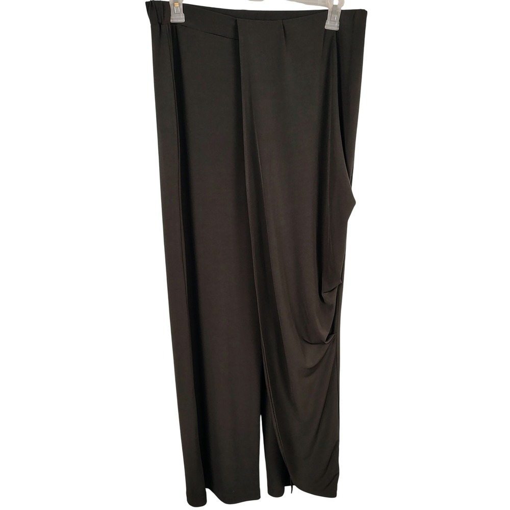 W By Worth Womens S Draped Overlay Wide Leg Pants Brown Minimalist Avant Garde